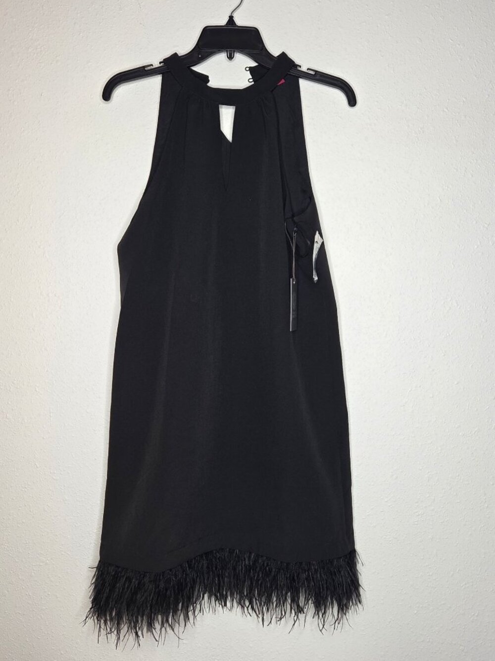 Vince Camuto Feather-Trim Halter A-Line Mini Shift Dress